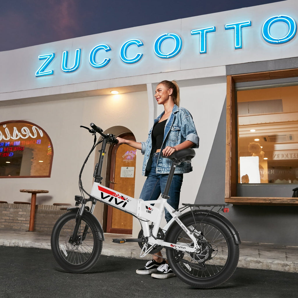 Vivi Electric Bike for Adults 20 x 2.4 Folding Electric Bike 48V 500W Electric Bike Commuter Bike 19.8MPH Suspension Fork Electric Bike with Cruise Control, UL2849 Certified