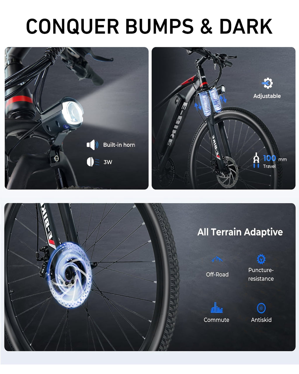 26 Electric Bike for Adults, 500W Motor, 36V Removable Battery, 25MPH & 35 Miles Range, UL2849 Certified, Dual Suspension Commuter Ebike