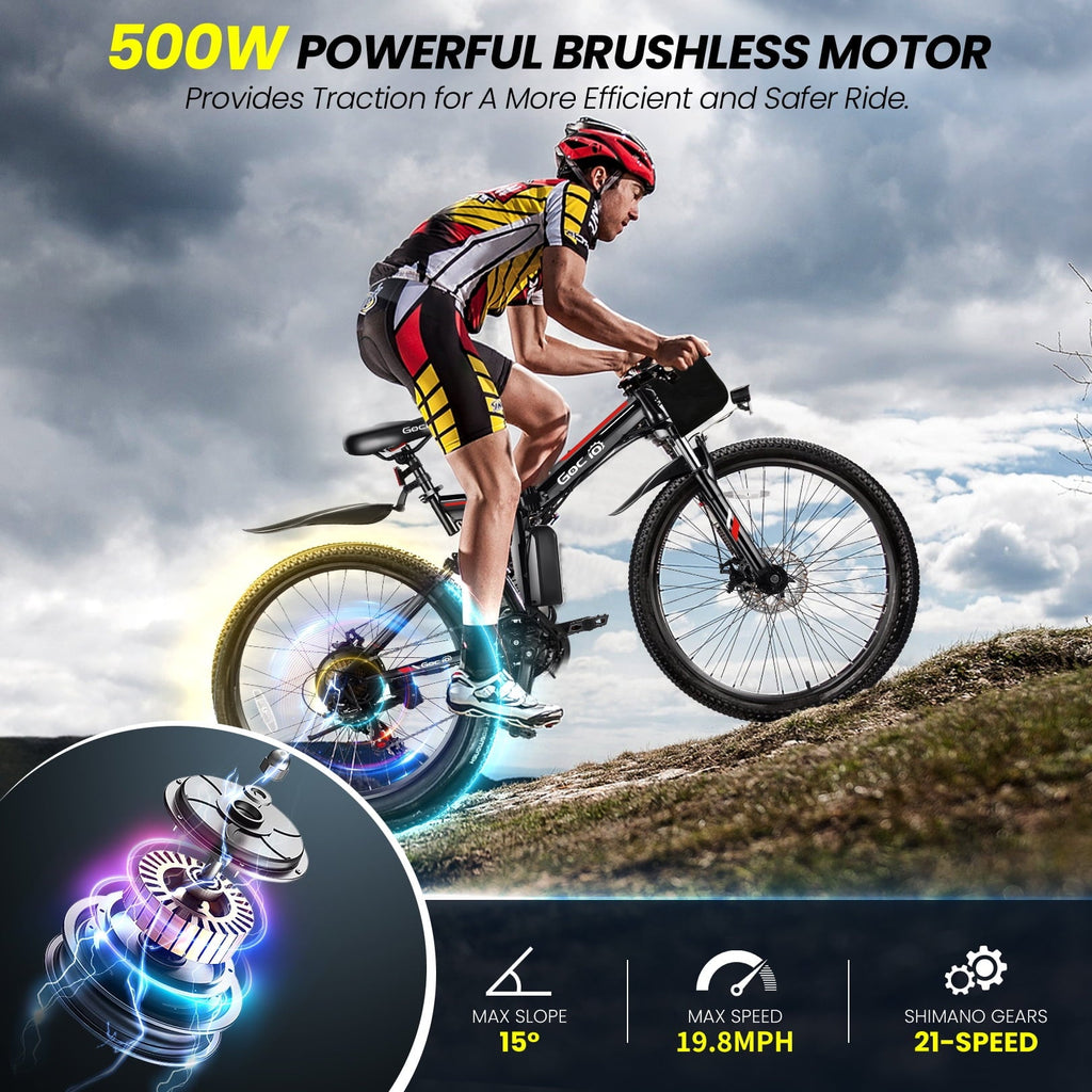 Gocio 26 Folding Electric bike for Adults, 750W Peak Motor 48V 7.8Ah Battery, 21 Speed Mountain Ebike, UL2849