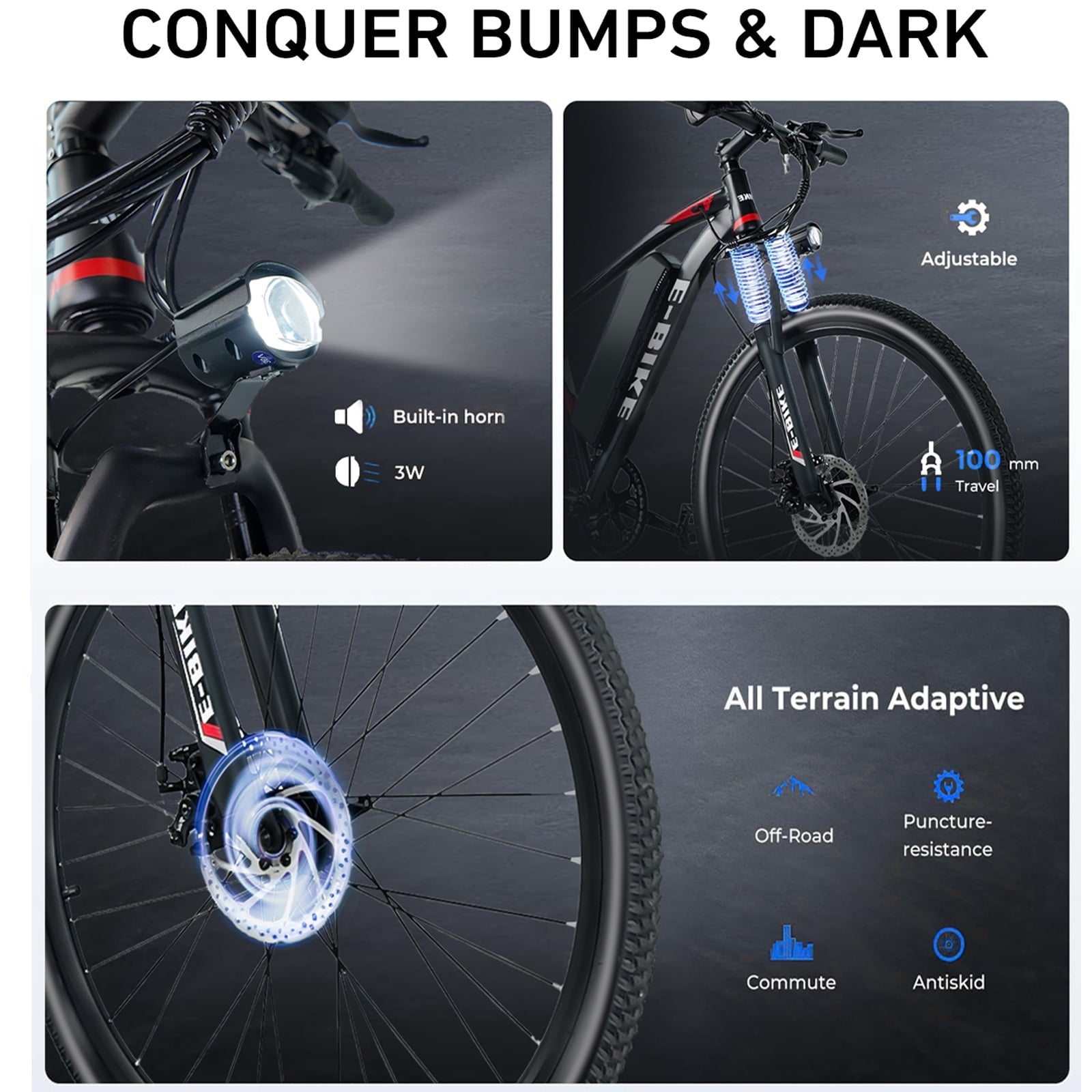Setohet 26 Electric Bike for Adults, ebike 1200W Peak Power Motor, 45Miles 20MPH 432Wh Battery,7-Speed, UL 2849