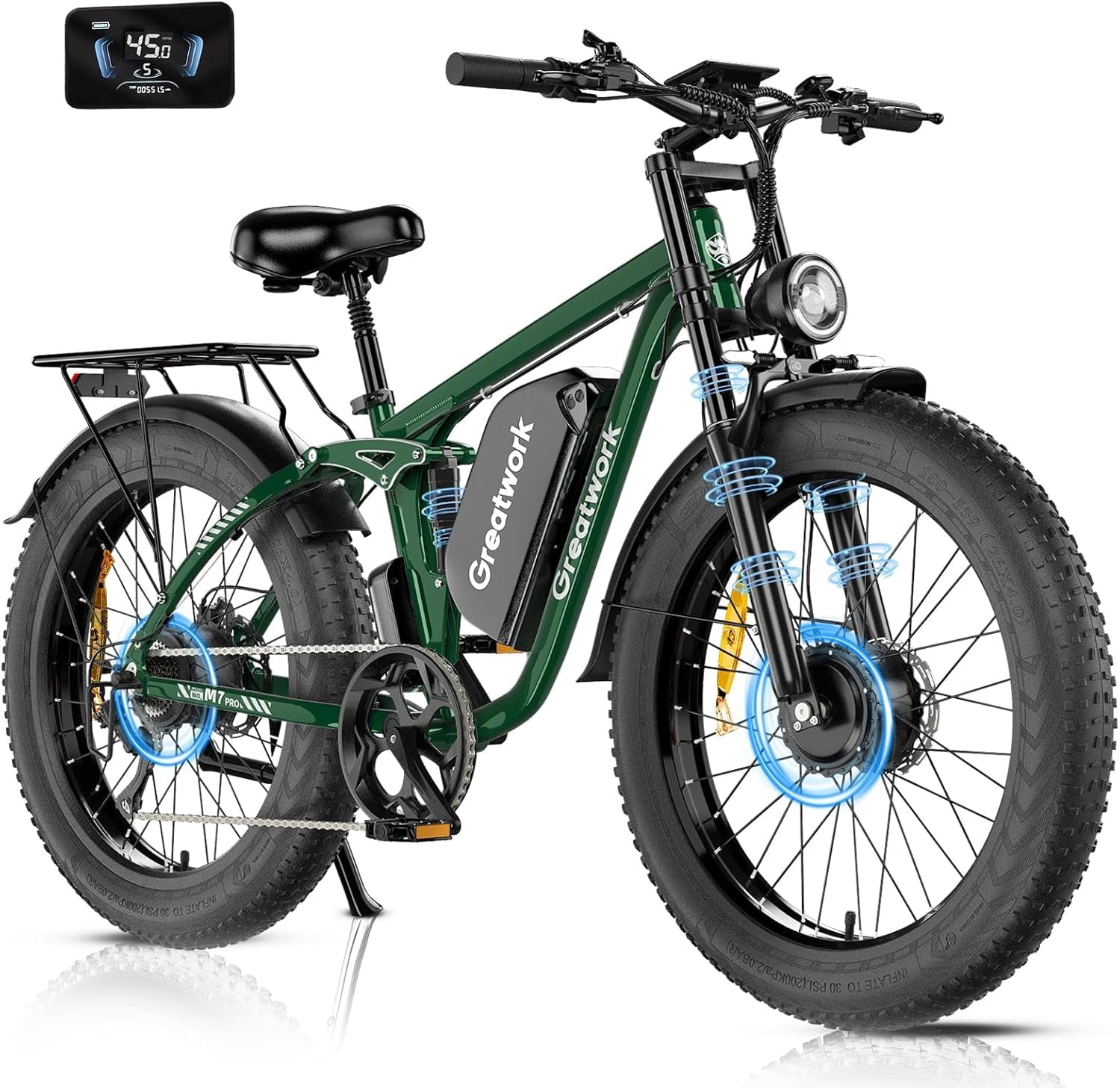 26 Electric Bike for Adult,5000w Dual Motors,up 100 Miles 52V 25Ah Ebike,26 x 4.0 Fat Tire Adult Bicycles for All Terrain,Mountain Commuter UL2849
