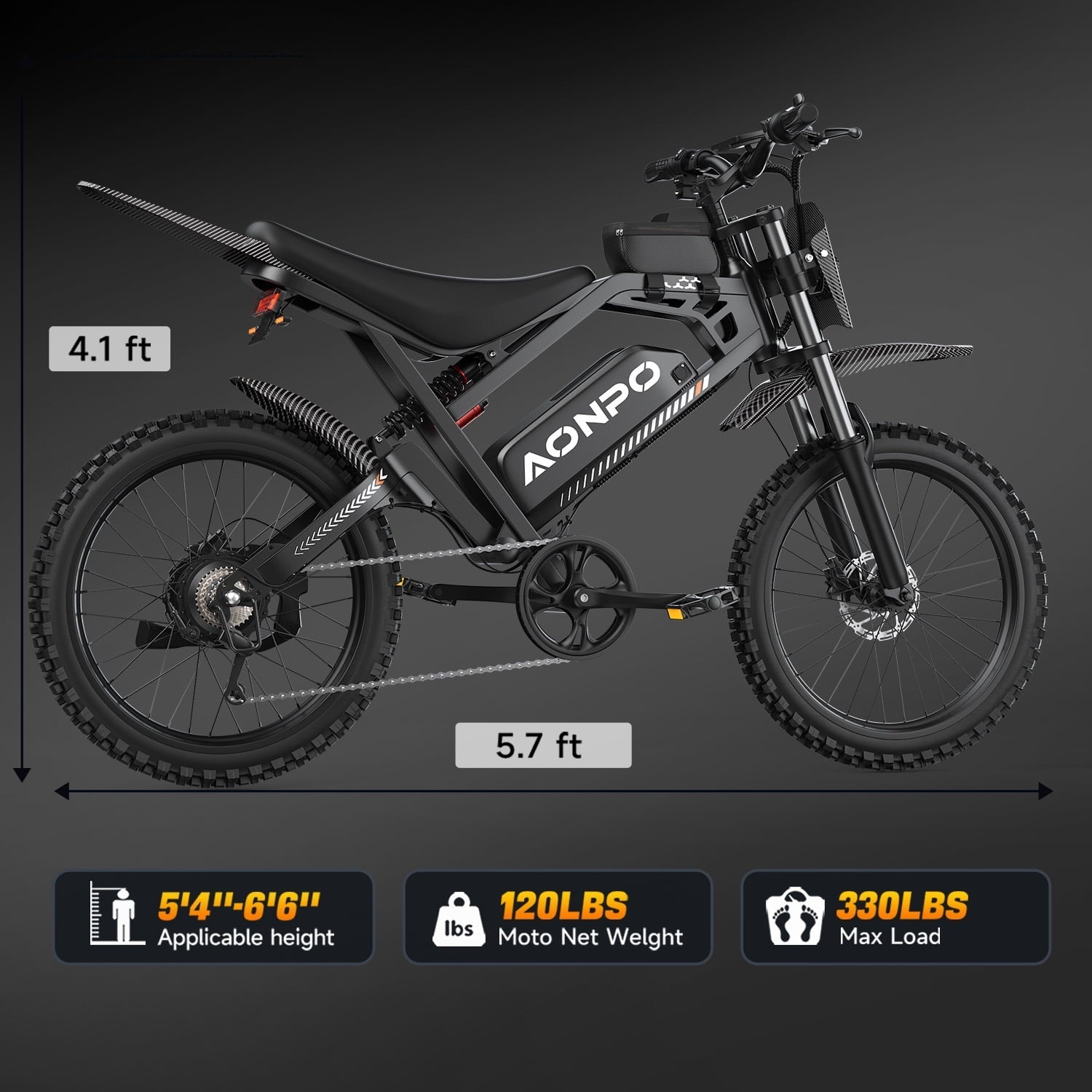 AONPO A20 Pro Electric Bike for Adults, 20*4.0 Fat Tire E-Mountain Bicycle,Peak 2000W Motor 52V 22.5Ah 7-Speed E-Bike UL2849, LCD Display with NFC Unlock
