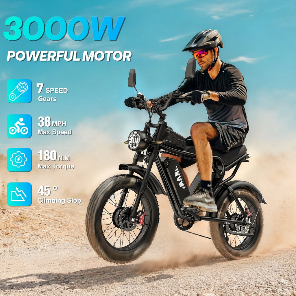 Electric Bike for Adults,1500W 35MPH,48V 20AH 30-80 Miles,20'' Fat Tire Mountain Bike with Rear Rack UL2849