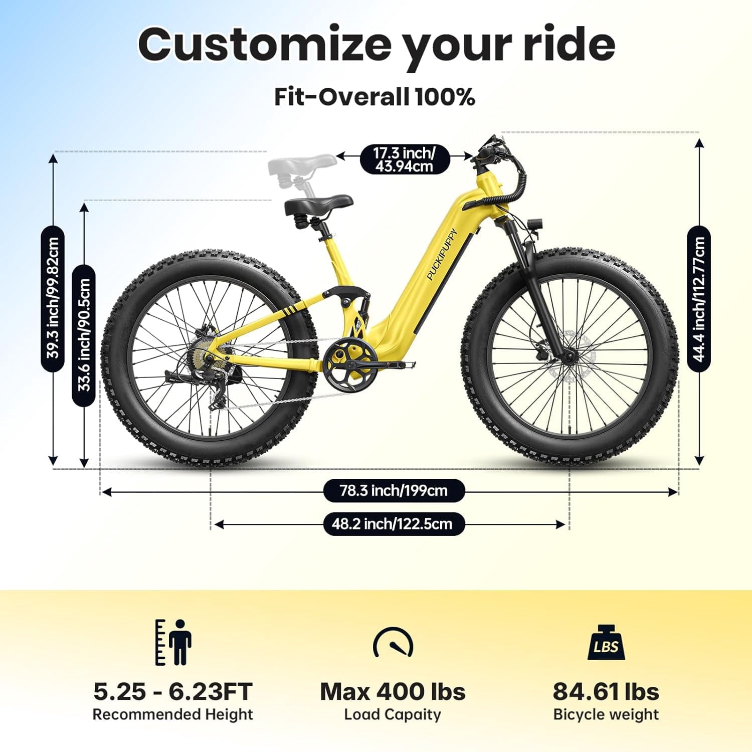 PUCKIPUPPY Electric Bikes for Adults 26 Step-Thru Ebikes 960W Peak Motor 80Miles Range 28mph Max Speed 48V 20AH Battery Full Suspension Fat Tire Mountain E Bike 7 Speed, Comply with UL2849 By SGS