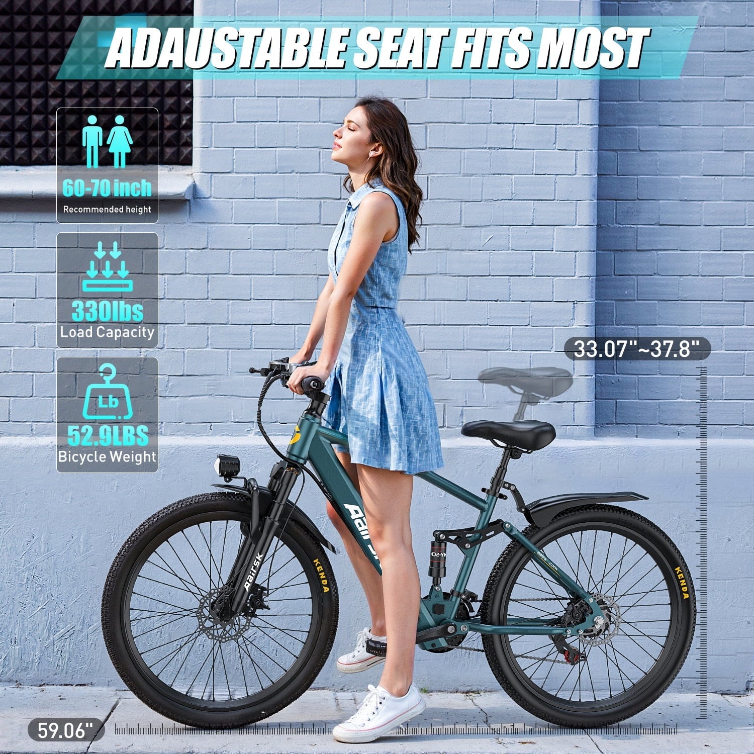 Aairsk 24'' Electric Bike for Adults, 400W E-bicycle, Top Speed 25MPH, 36V 13AH Battery, City Mountain Ebike