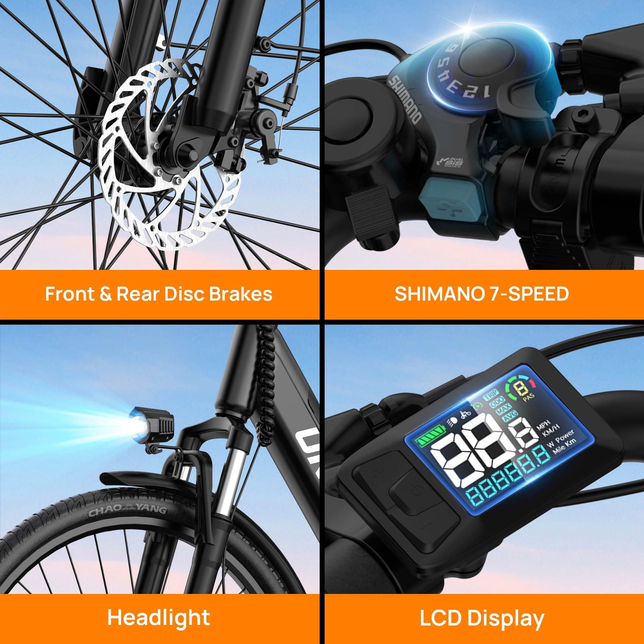 26 Electric Bike for Adults,750W Peak Motor,48V 10.4Ah Removable Battery, 60 Miles Range, 7-Speed City Commuter Ebike,UL2849