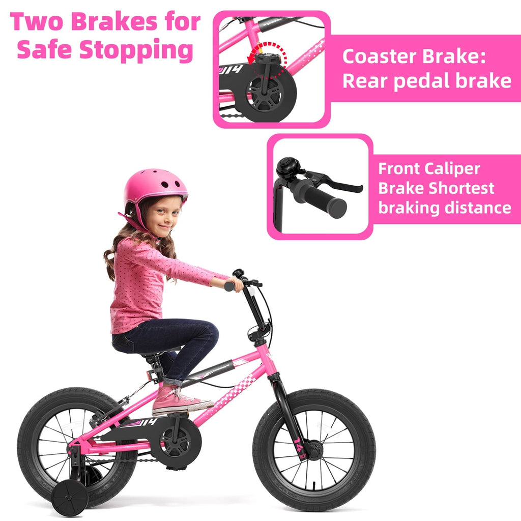 Korimefa Kids Bike, 14 inch Boys Bike BMX Style Bicycle with Training Wheels Coaster Brake for 4 5 6 7 Years Old Toddlers Boys , Blue