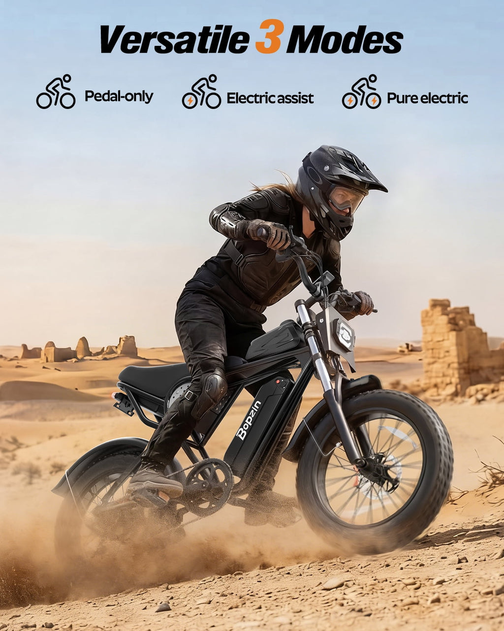 Bopzin Electric Bike for Adults, Peak 1500W App & Anti-Theft, 48V/25Ah, 20x4.0 Fat Tire Ebike, UL2849 E-Mountain Bike