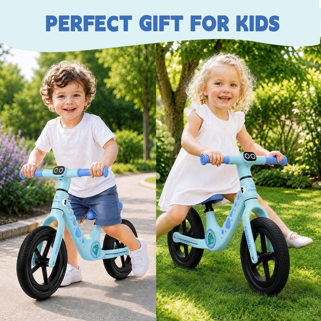 WLRETMCI 12 Kids Balance Bike, Glass Fiber Lightweight Toddler Bicycle for 2-5 Years Boys Girls, Pink