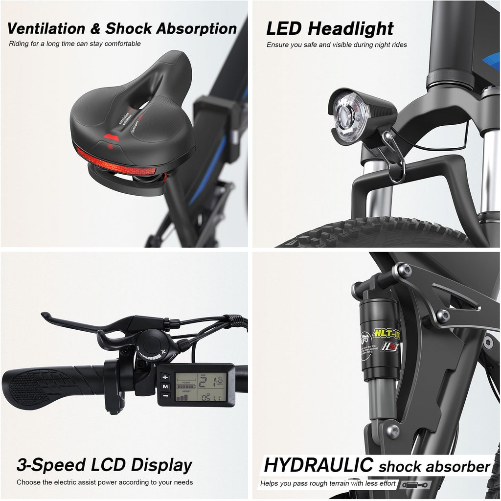 TotGuard 26x4 Electric Bike, Fat Tire 500W Ebike, Foldable Electric Bicycles E Bikes for Adults Electric 48V 10Ah Battery, Dual Shock Absorber, Lockable Fork UL2849