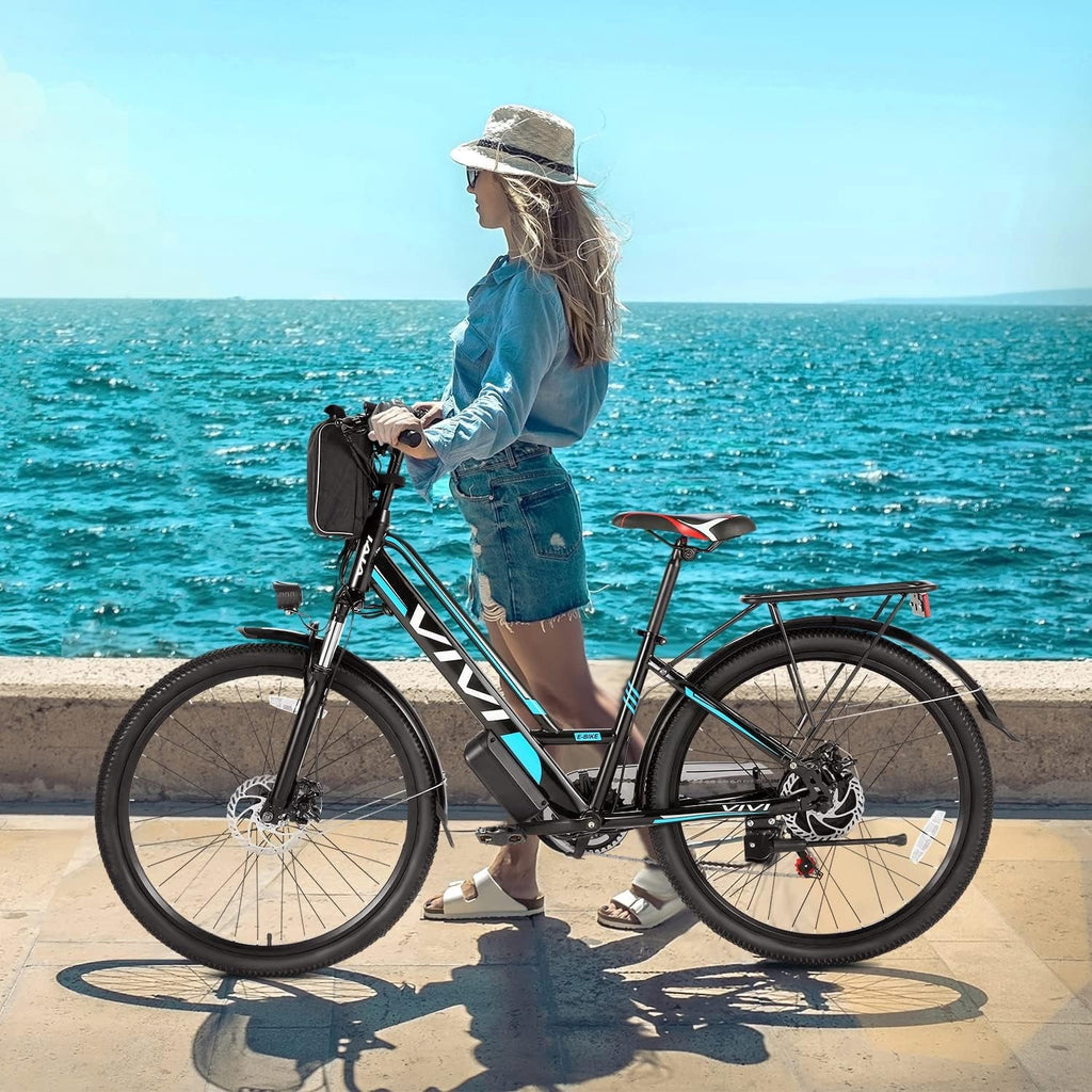 Vivi Electric Bike 26 City Commuter Electric Bike 48V 500W Step-Through Electric Bike 19.8MPH Electric Cruiser Bike Beach Bike with Cruise Control, UL2849 Certified