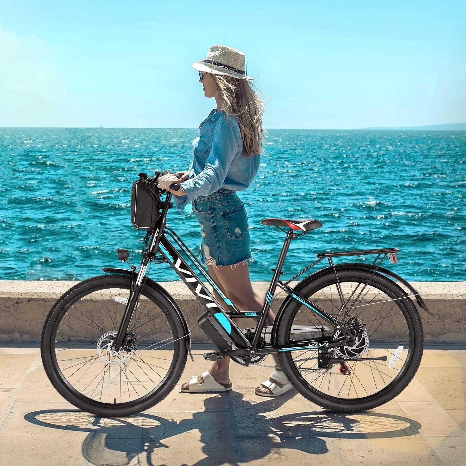 Vivi Electric Bike 26 City Commuter Electric Bike 48V 500W Step-Through Electric Bike 19.8MPH Electric Cruiser Bike Beach Bike with Cruise Control, UL2849 Certified