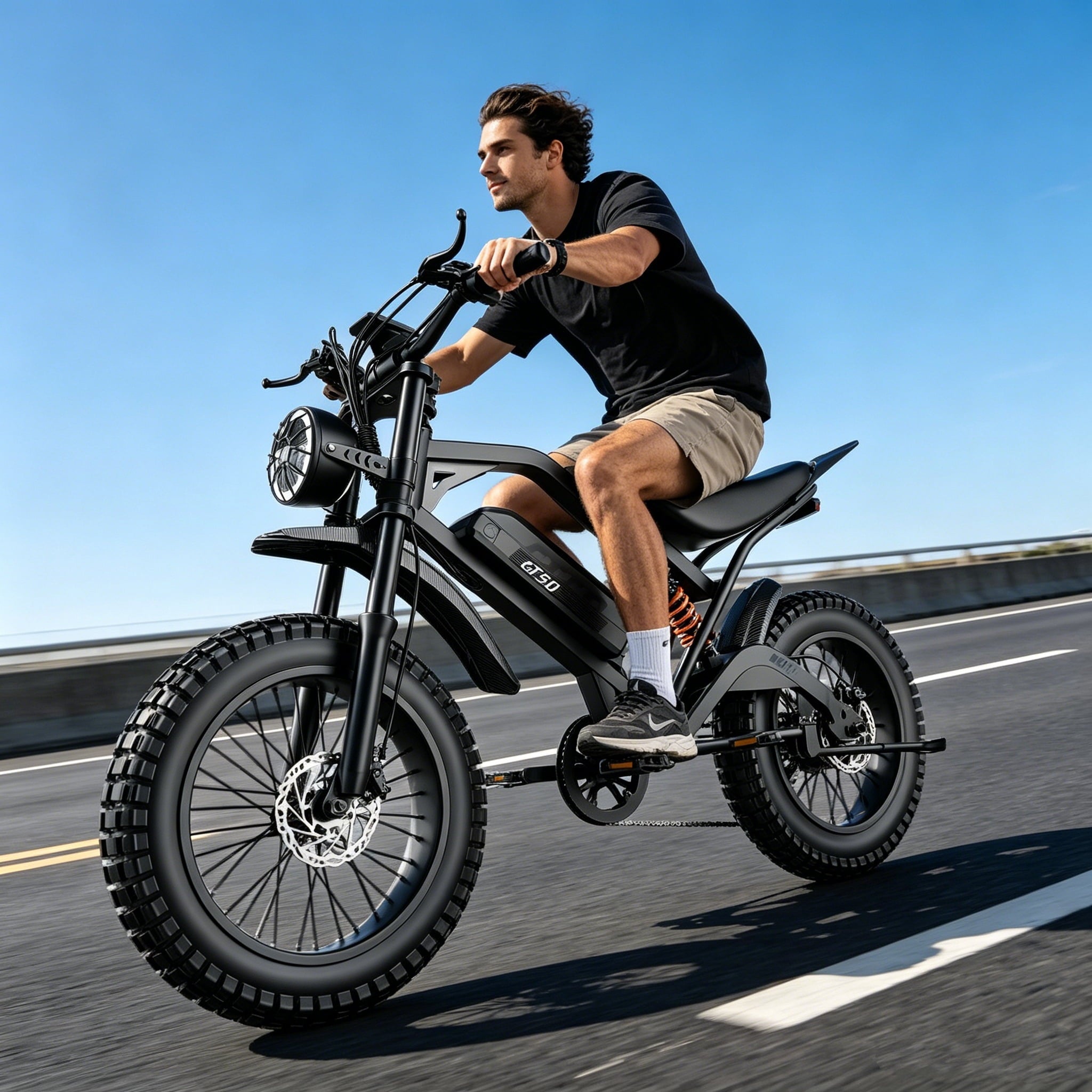 ASKGO Electric Bike for Adult, 2200W Peak Electric Dirt Bike, 100 Miles, 7 Speed Electric Motorcycle, 48V Removable Battery, 20 Fat Tire Off Road Ebike, Full Suspension Ebike for Snow/Beach/Mountain