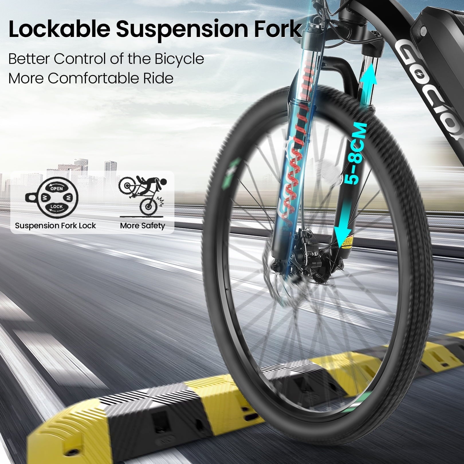 Gocio 26 Electric Bike, 350W Electric Bike for Adults 19.8MPH Electric Mountain Bike, LCD, Lockable Suspension Fork, 374.4Wh 36V Battery UL2849 Certified, 21-Speed E-Bikes Adult Electric Bicycle