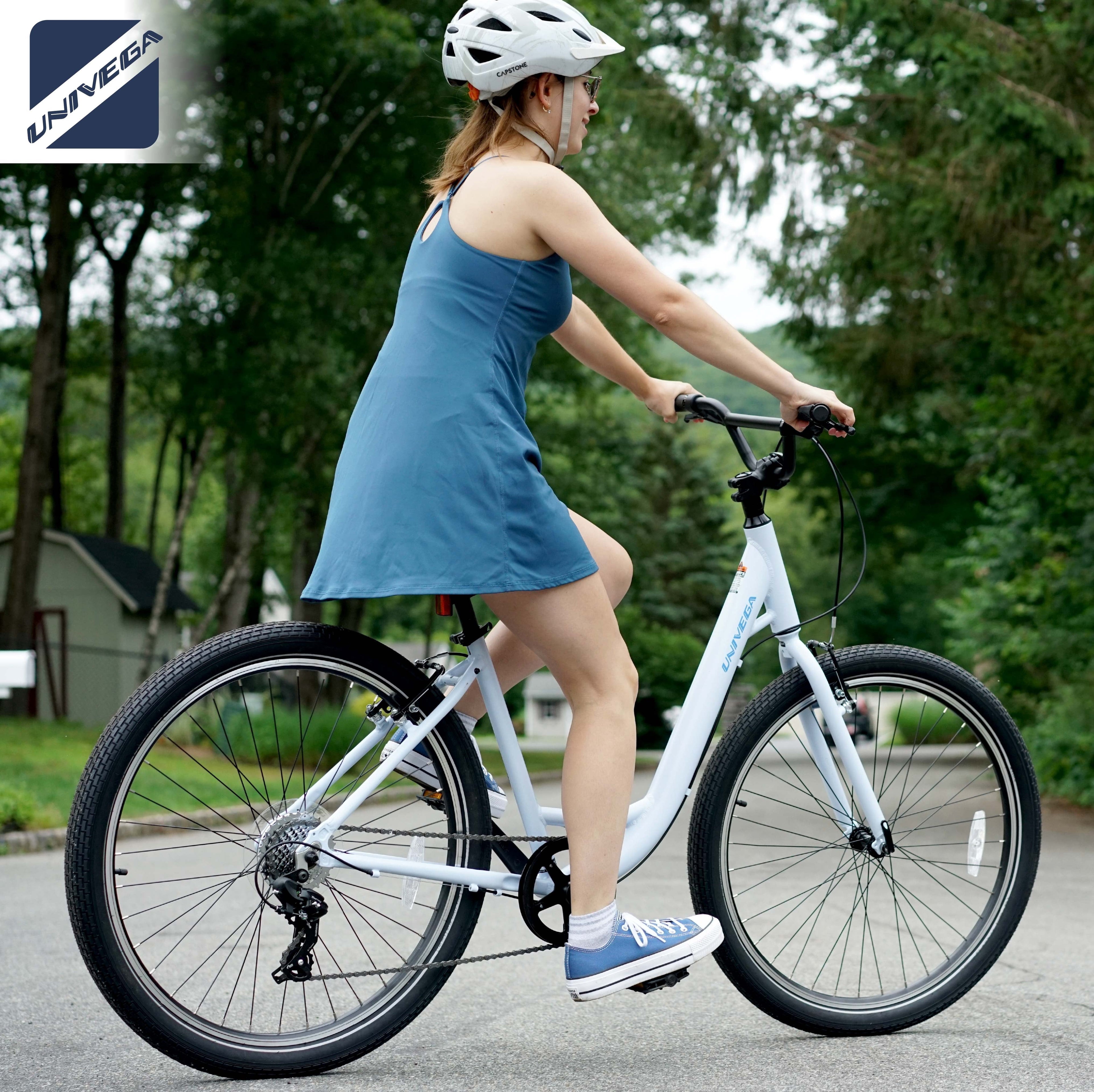 27.5 Univega Carisma Step Thru Comfort Hybrid Adult Bicycle, Fits Rider 5'2 - 5'6, Unisex, Sage Green