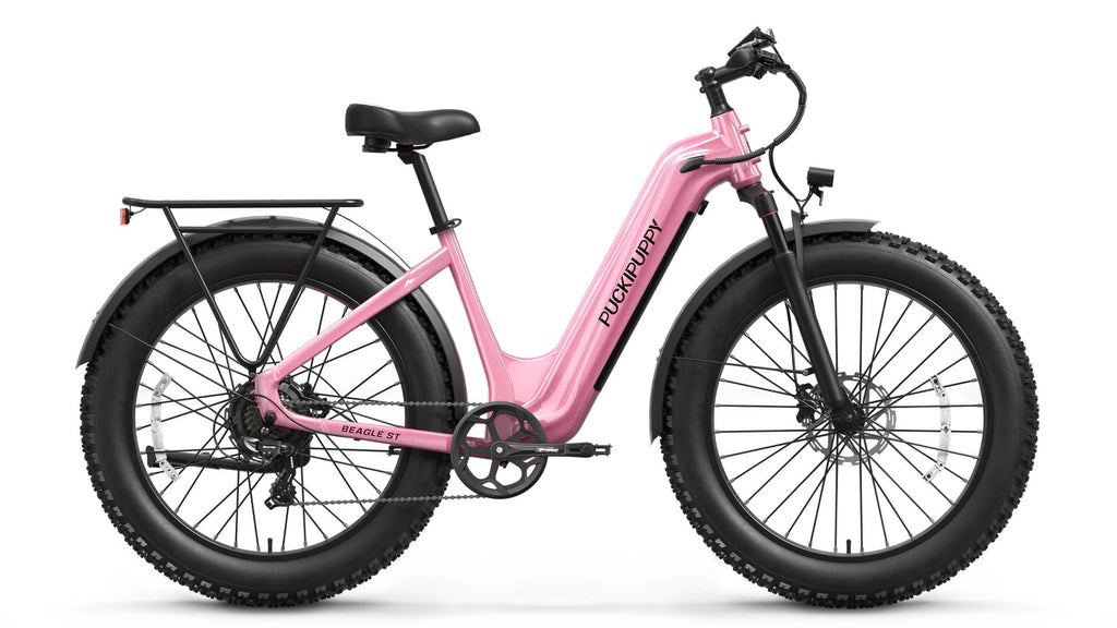 PUCKIPUPPY 960W Peak Electric Bike for Adults Step Through E-Bike 28mph Max Speed 60Miles Range 26 Fat Tire Electric Mountain Bike 48V 15AH Battery 7 Speed off-Road Ebike, Comply with UL2849 By SGS