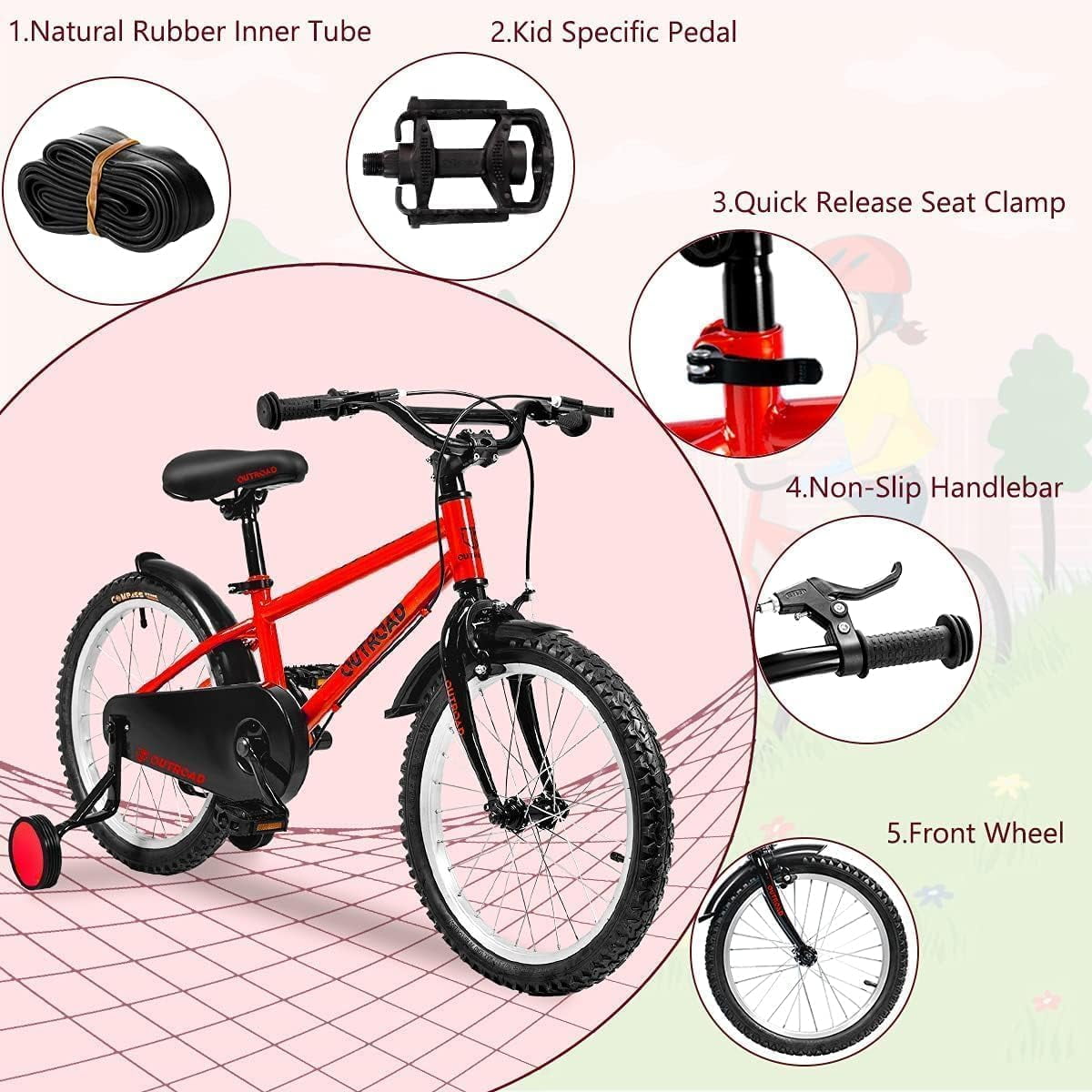 Marknig Kids Bike for Boys & Girls, 14 16 18 Inch Children's Bicycle for Ages 3-9 Years with Training Wheels and Adjustable Seat,Blue