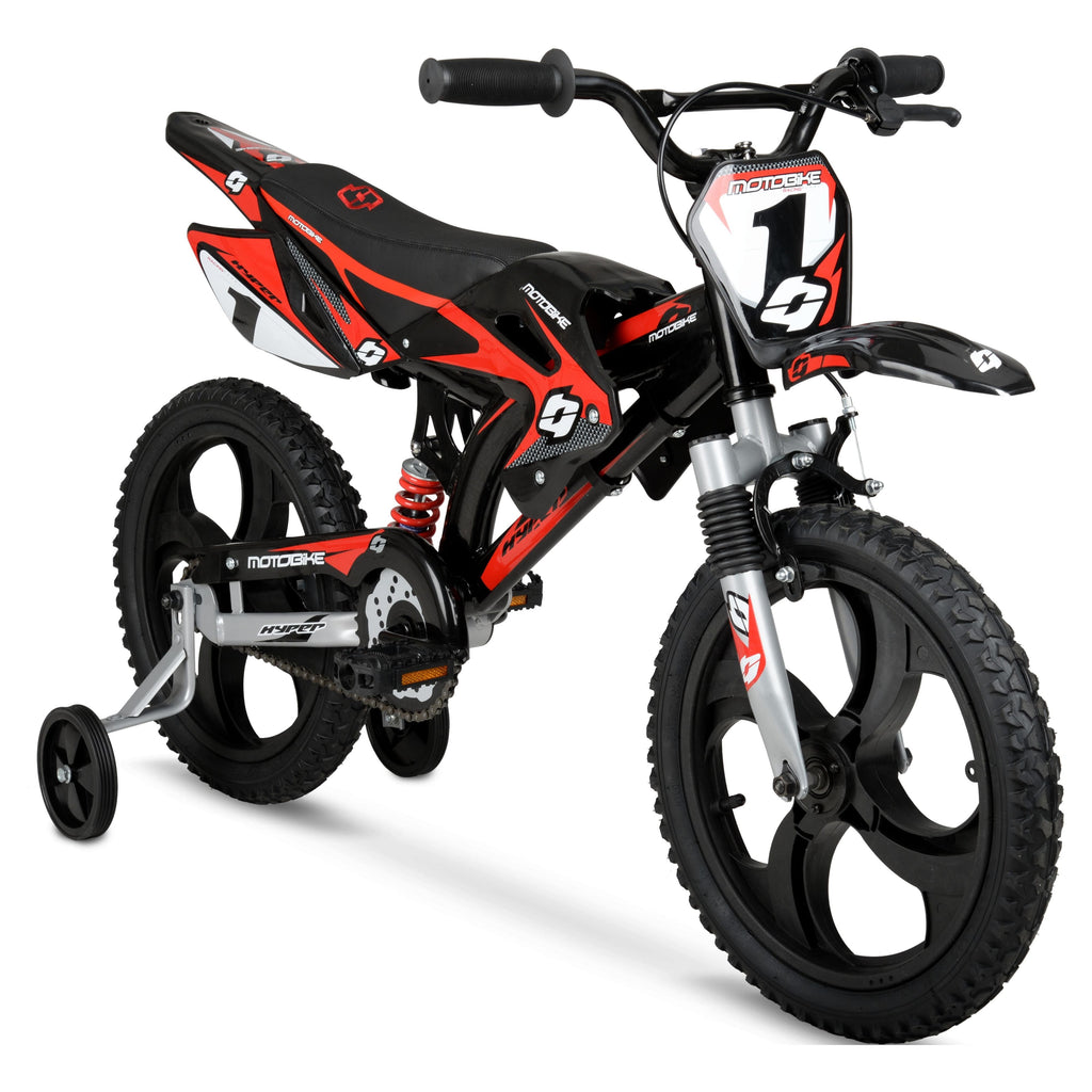 Hyper Bicycles 16 Moto Bike, Children Ages 5-7, Black/Red