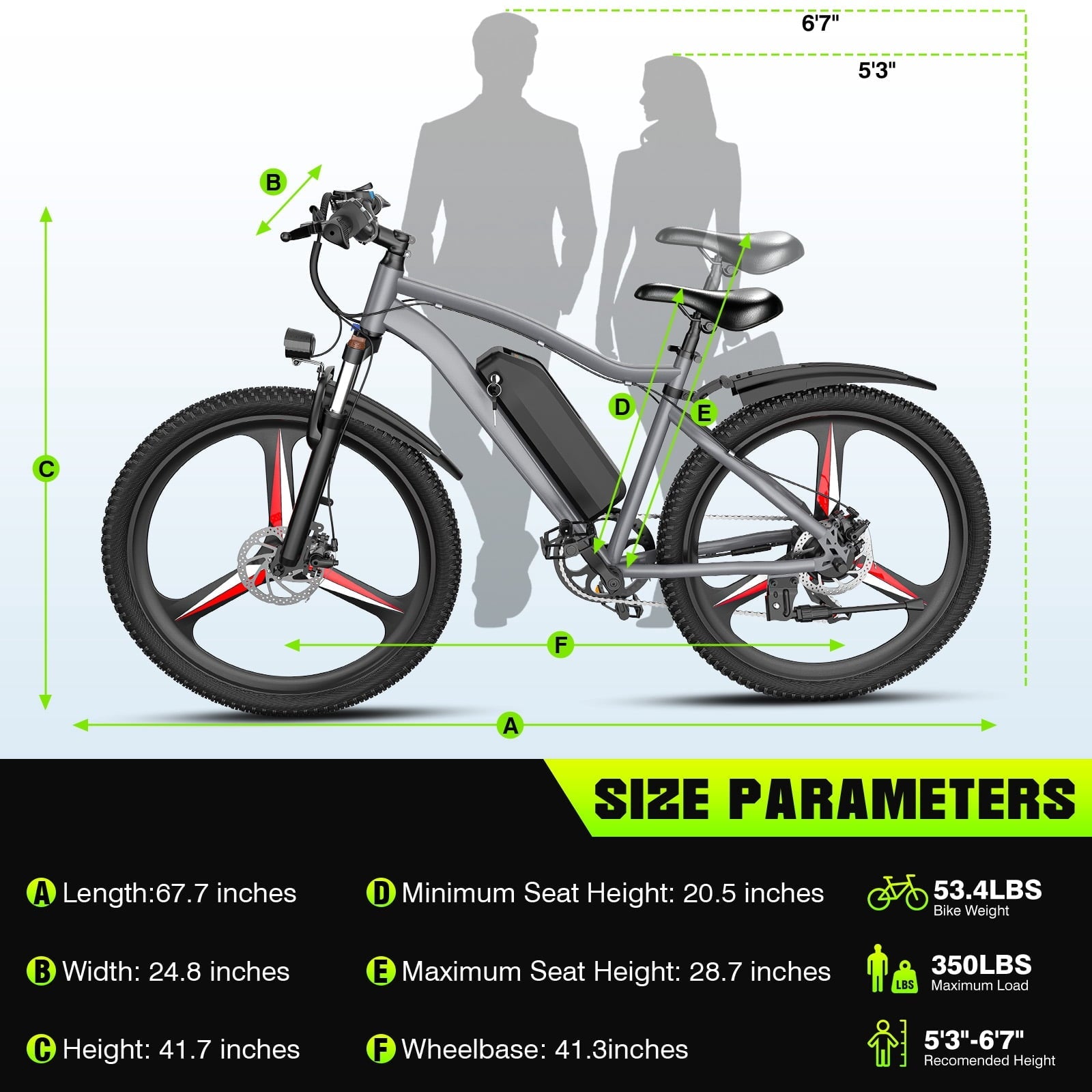 Electric Bike for Adults, 26 Commuter Ebikes with 7-Speed Gears, 25MPH, 720W Peak Motor, Removable Battery, 50 Miles Range, Electric Mountain Bicycle for All Terrain UL2849