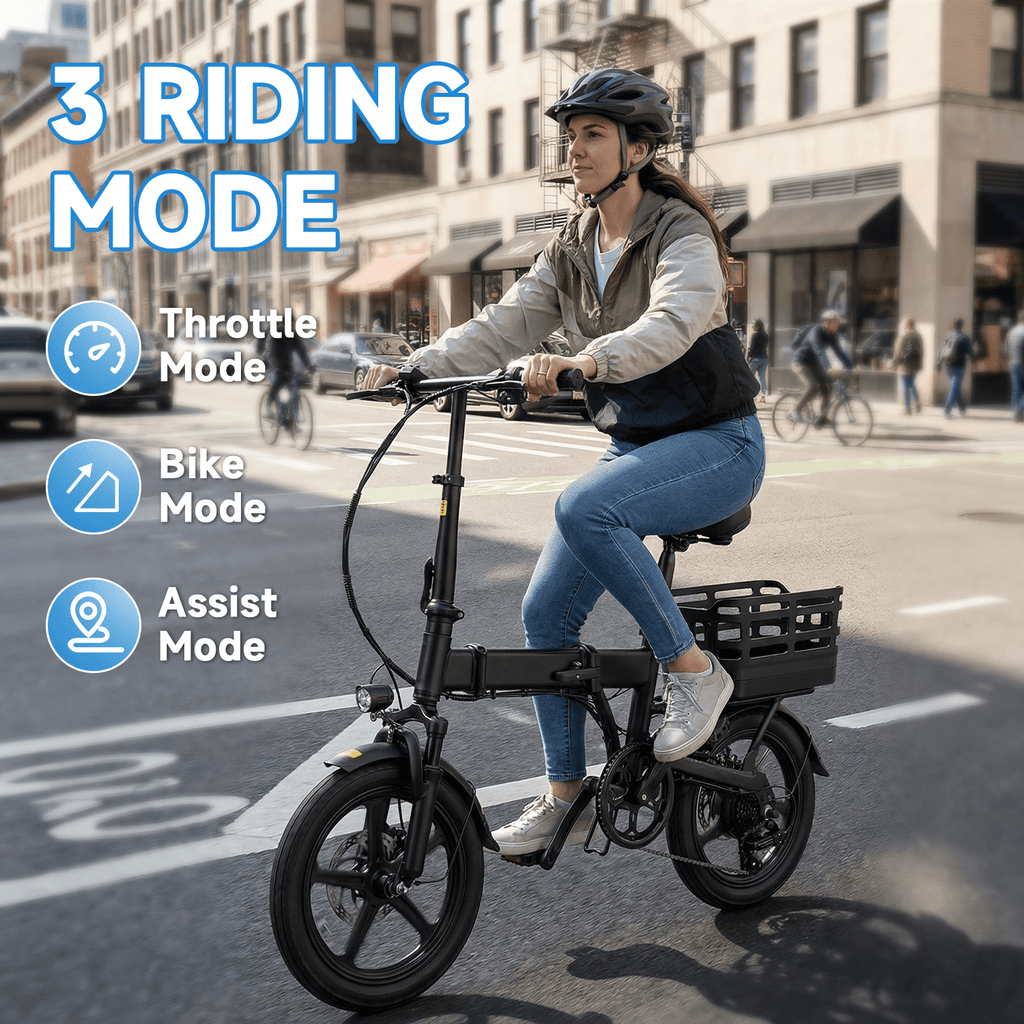 500W Motor 14IN Portable Folding Ebike  20mph  High Energy Storage Removable Battery,up to 30 mile Electric bicycle for Adults ,UL 2849
