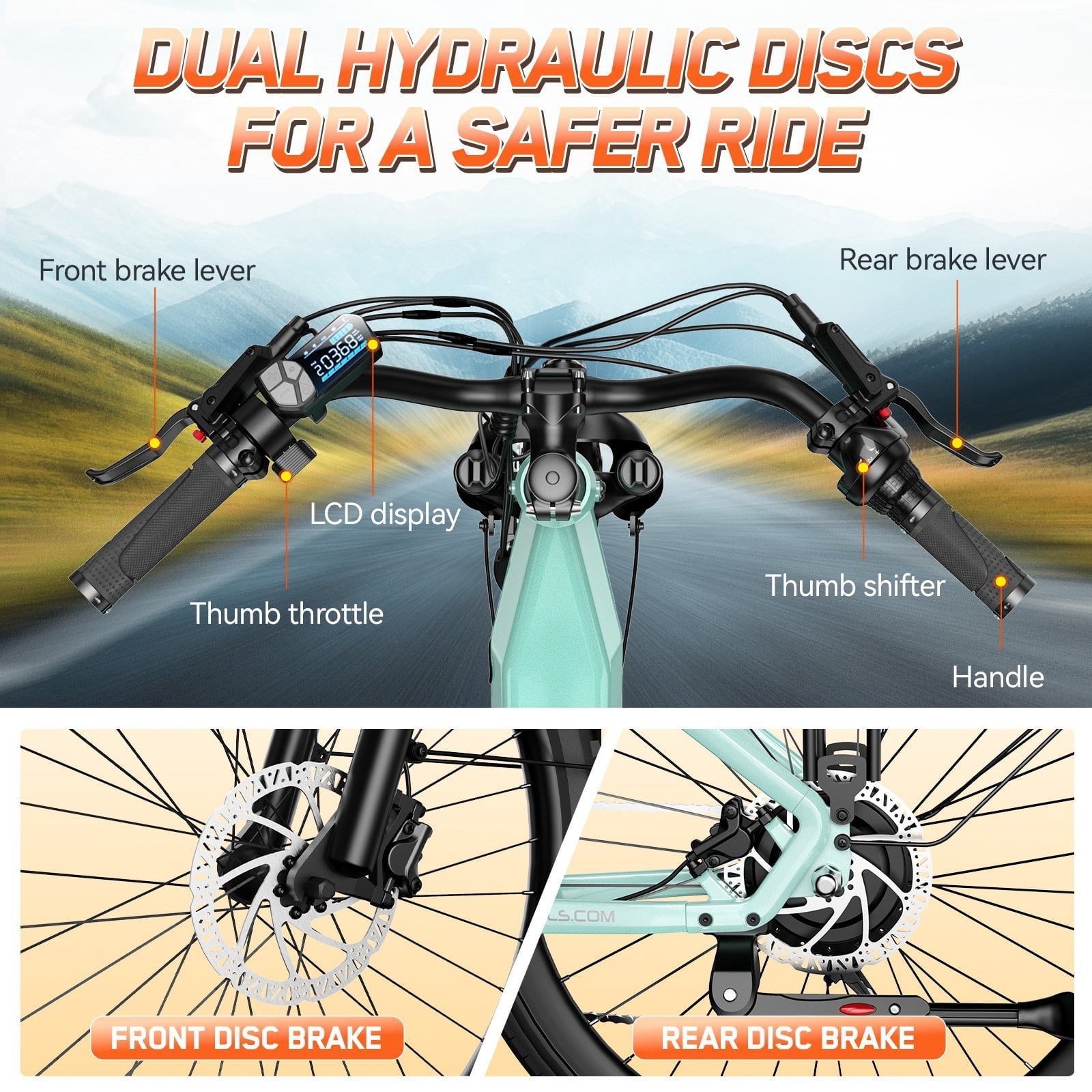 TST Electric Bike for Men, Peak 1000W E Mountain Bike, Electric Bicycle, 27.5 Tire EBike, Hydraulic Disc Brakes, 48V/15Ah Battery