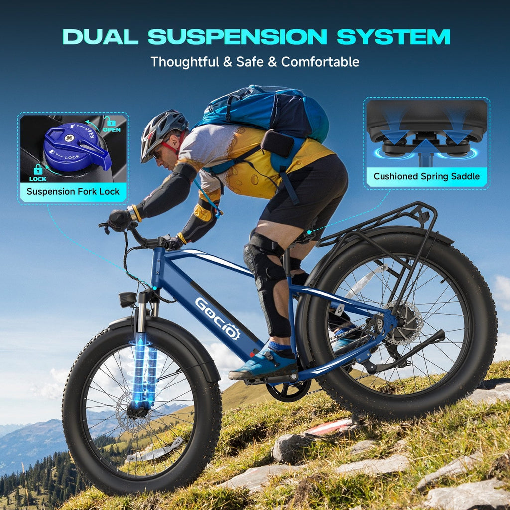 Gocio UL2849 Certified 26x4.0 Fat Tire Electric Bike for Adults, 1500W Peak Motor, 48V 15Ah Battery, 25MPH Max Speed, Off-Road Mountain E-bike