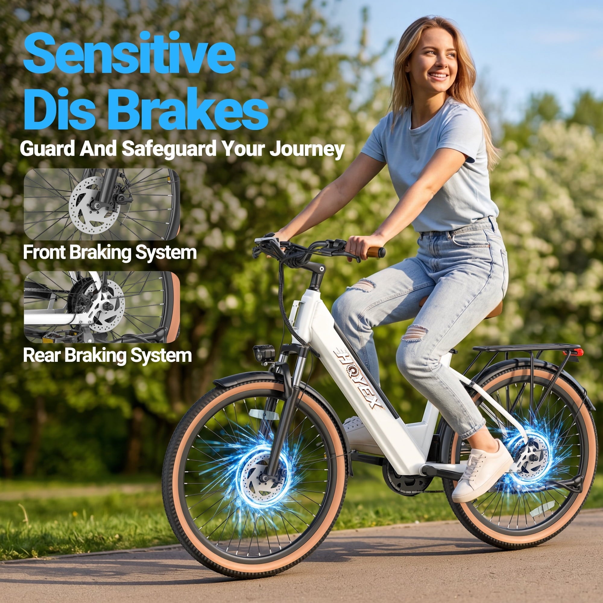 HQYEX HQ26 Electric Bike, 26 Inch Tire 1500W Powerful Brushless Motor Ebike, 48V 11AH Removable Rechargeable Battery, 7-Speed Gear Shift Electric Bicycle, Comfortable City Commuter E Bike for Adults
