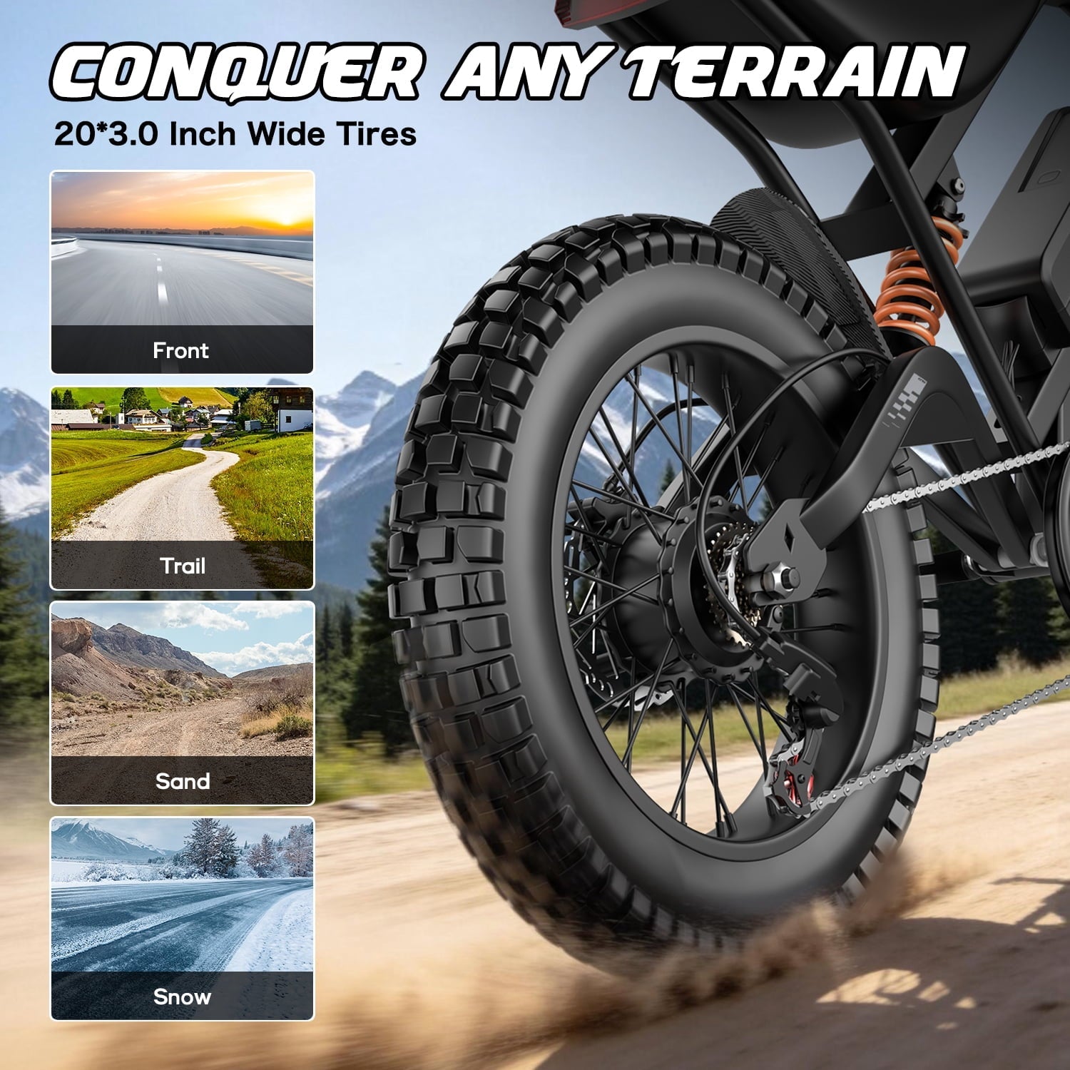 ASKGO Electric Bike for Adult, 2200W Peak Electric Dirt Bike, 100 Miles, 7 Speed Electric Motorcycle, 48V Removable Battery, 20 Fat Tire Off Road Ebike, Full Suspension Ebike for Snow/Beach/Mountain