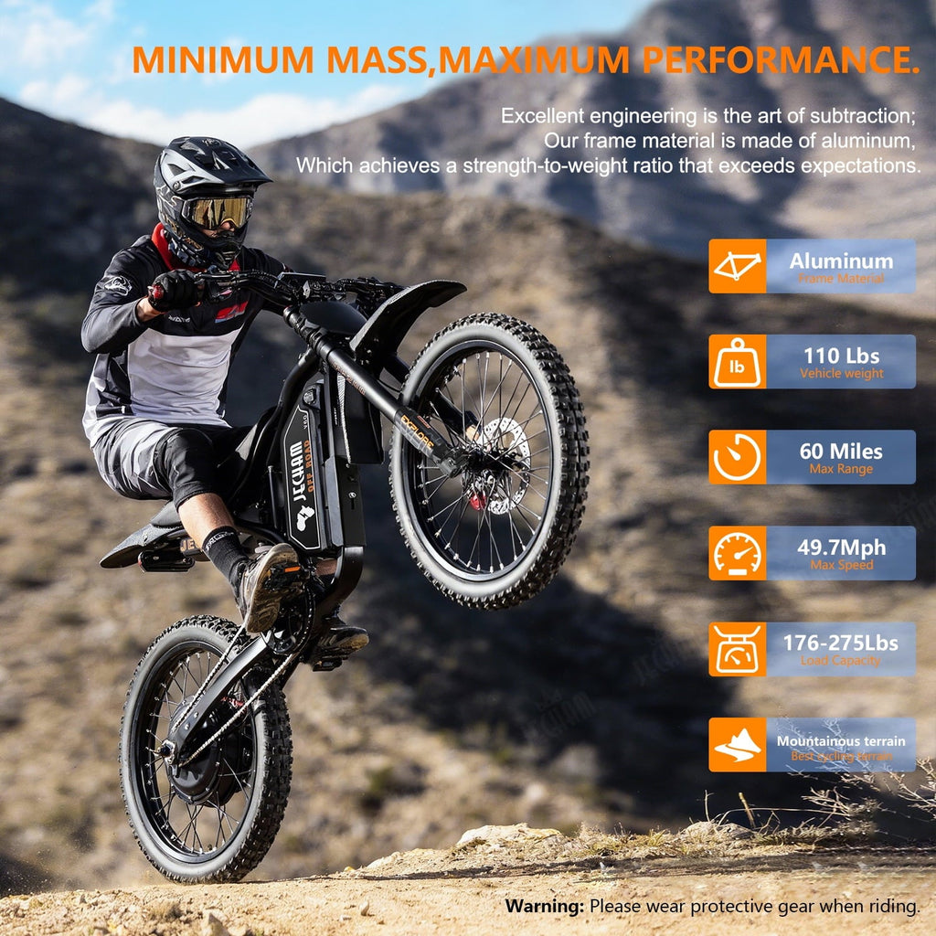 JECHAM QF200 PRO Electric Dirt Bike, 3000W, 60V 32Ah, 60-90 Miles Range, 47+ MPH, 19 Puncture-Resistant Tires, Full Suspension, Hydraulic Brakes, NFC Anti-Theft, UL2849