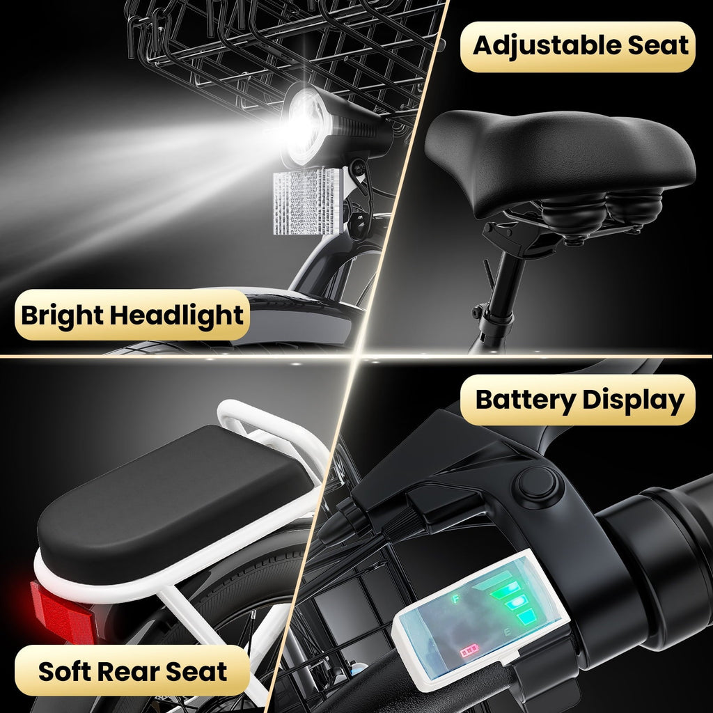 SANOPY 500W Electric Bike for Adults,48V Removable Battery,20 Mile Range&20MPH Max Speed,Electric Scooter with Seat,Commuter E-scooter for Adults and Teens,Gray,UL2272