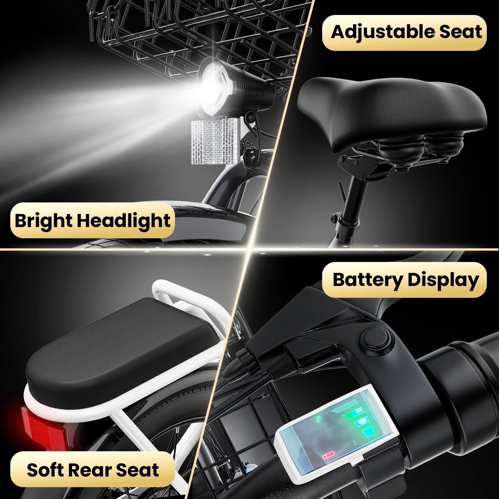 SANOPY 500W Electric Bike for Adults,48V Removable Battery,20 Mile Range&20MPH Max Speed,Electric Scooter with Seat,Commuter E-scooter for Adults and Teens,Gray,UL2272