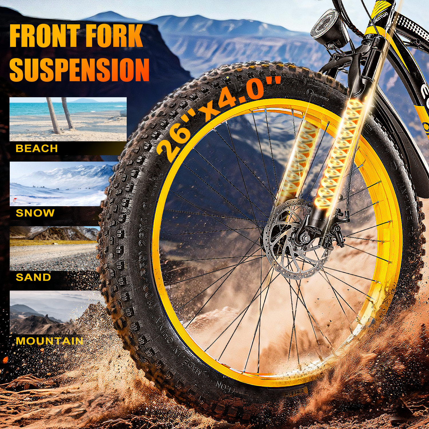 EOEOTWO 26'' Fat Tire Electric Mountain Bike for Adults, 1500W 48V 15Ah Battery, 60Miles Long Range, 34MPH High-Speed  Cruiser Ebike, All-Terrain Bicycle with Front Suspension & LED Display UL2849