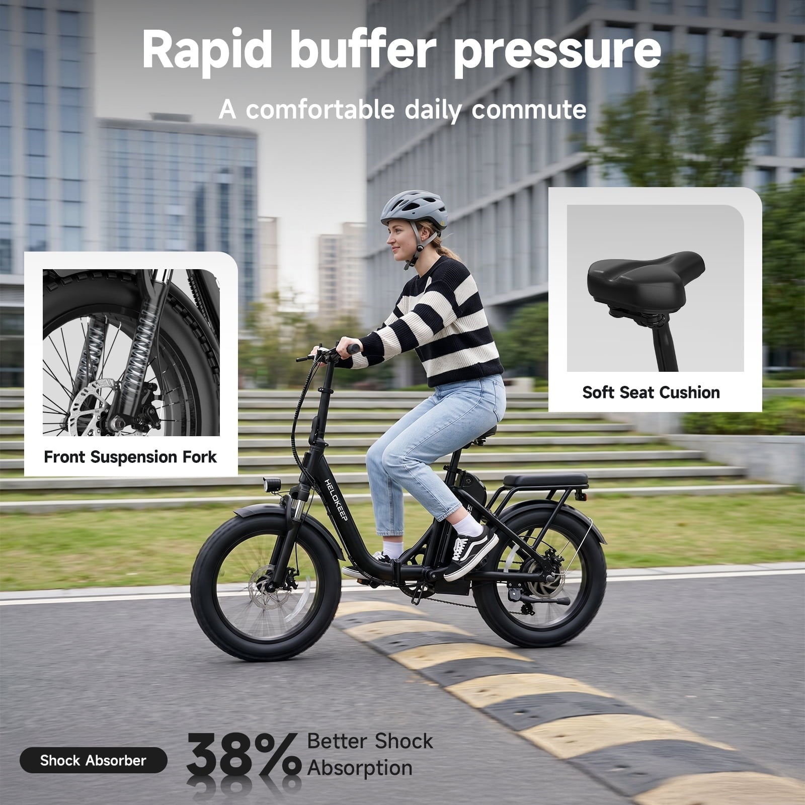750W 1200W Folding Electric Bike for Adults, 48V 10Ah Removable Battery, 16 Fat Tire Ebike, Dual Disc Brakes & Front Suspension, UL 2849, Black