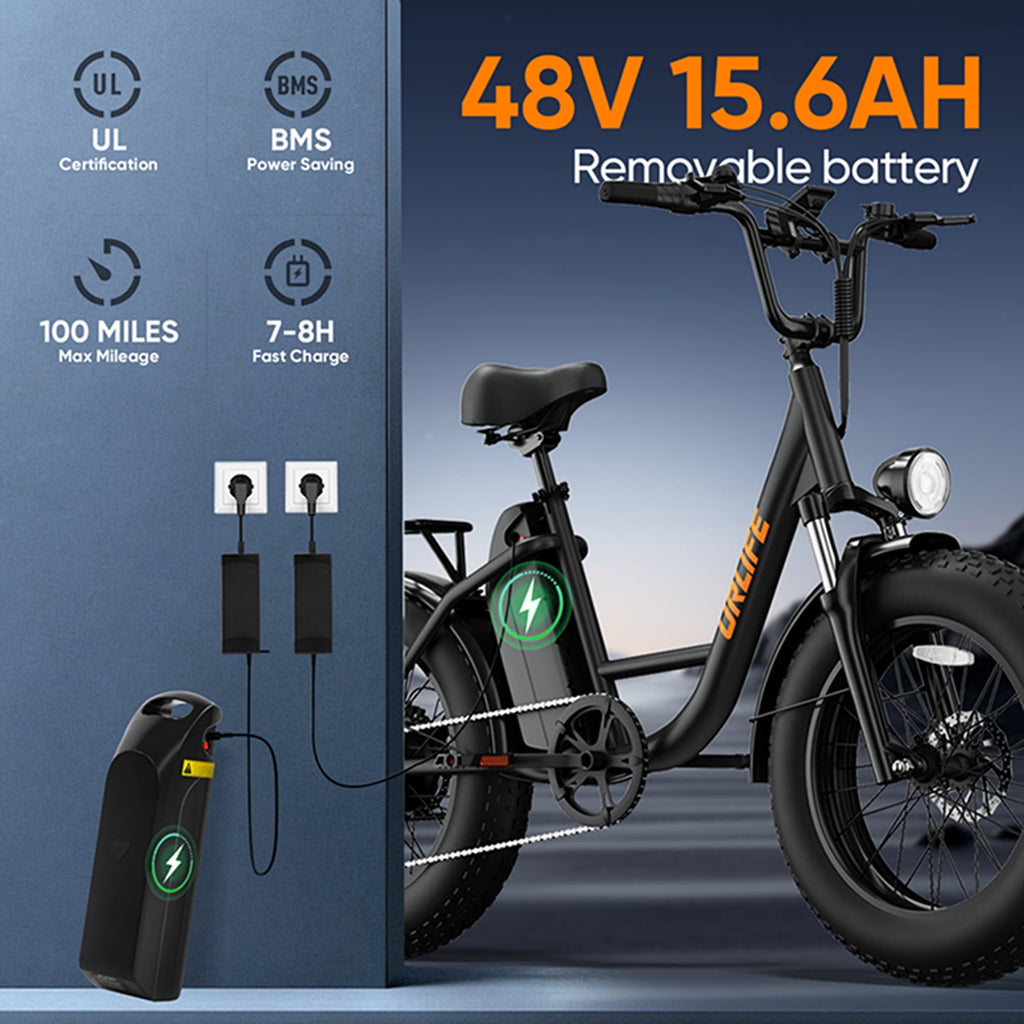 URLIFE 20*4.0 Fat Tire Ebike for Adults,1500W Peak Motor, 749Wh Removable Battery, 28MPH 80Miles-Range Electric Bicycle,Full Suspension Shimano 7-Speed Mountain Bike,UL2849-Black