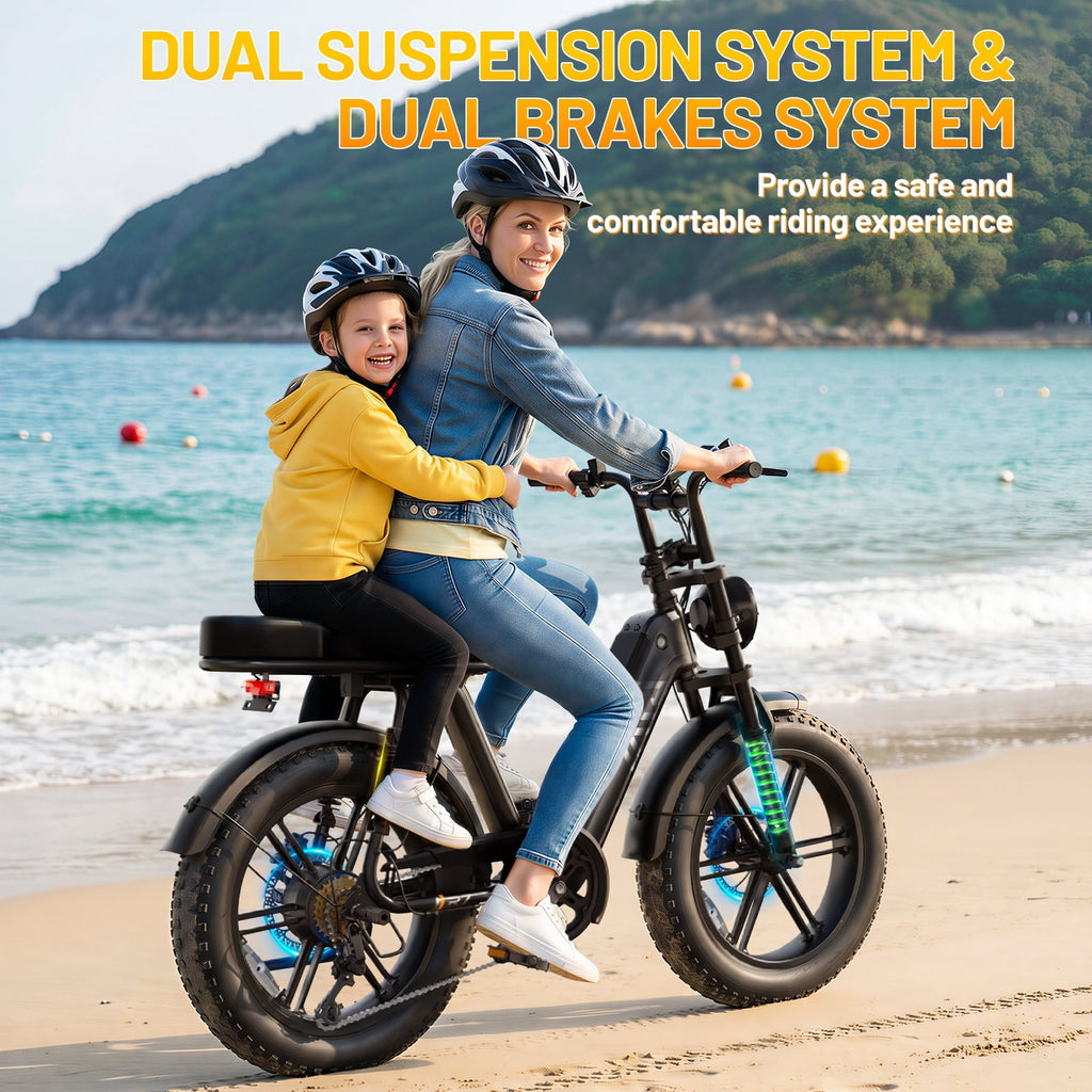 TST Electric Bike for Women, 20x4 Fat Tire, E Mountain Bike, 750W Motor 48V/15AH UL2849, Dual Hydraulic Disc Brakes, Full Suspension
