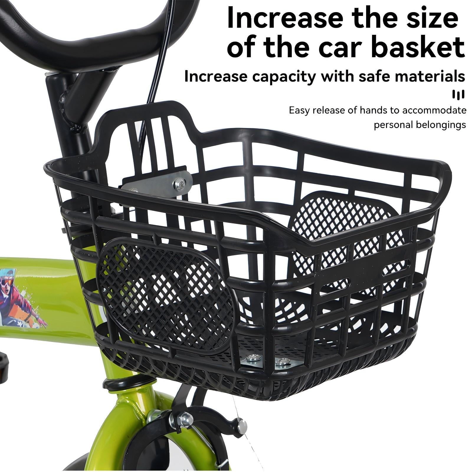16 Kids Bicycle with Training Wheels Single Speed Sporty Kids Bike for Boys Girls Aged 4-7 Years, Green