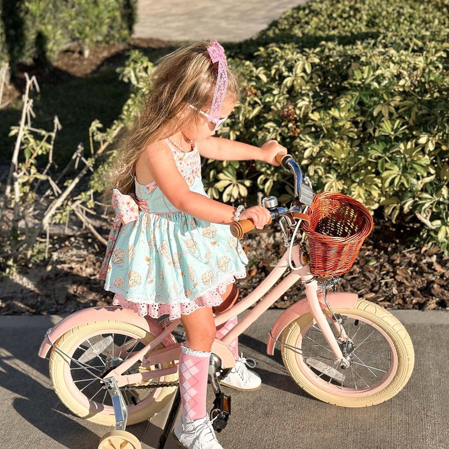 ACEGER 16 Inch Girls Bike with Basket, Purple, Training Wheels, Ages 4-8