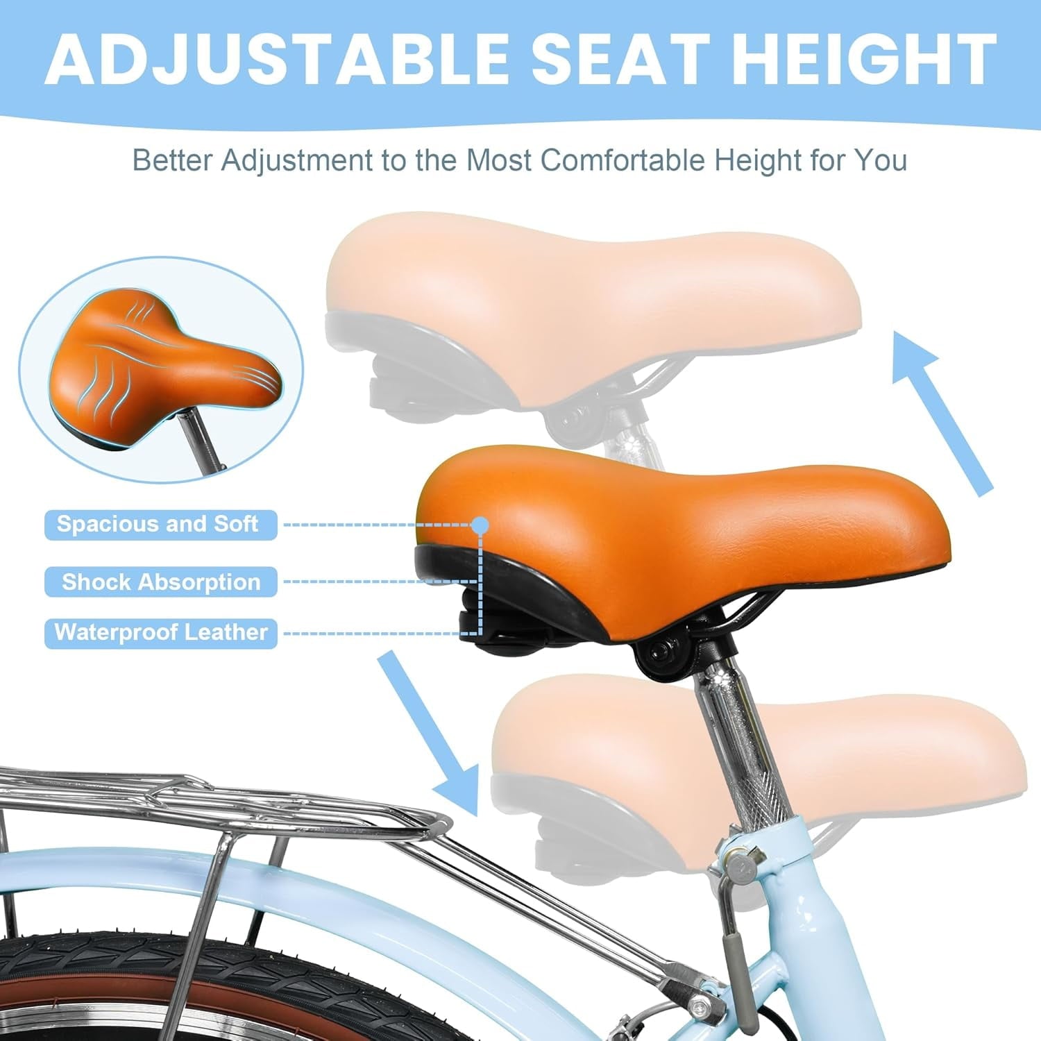 24 Beach Cruisers for Women, Pipleo Bikes for Women with Rattan Basket, 7-Speed & Step-Through Frame