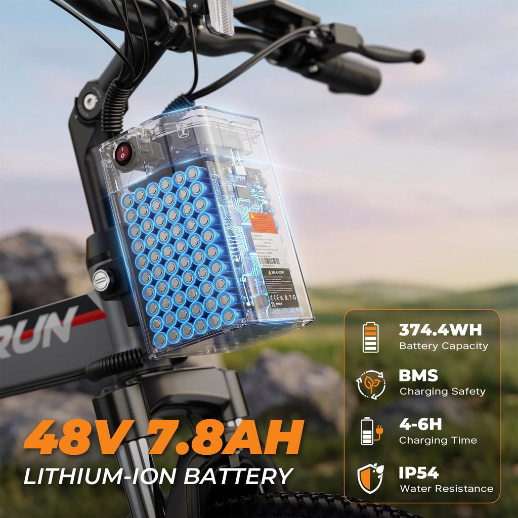 VARUN Electric Bike, 26 Foldable Ebike, Peak 750W Motor, 48V 374.4Wh Battery, up to 20+mph 50 Miles, 7 Speeds with Bike Pump, Phone Holder & Bike Lock & Rear Light, E Bike for Adult, UL2849(Black)