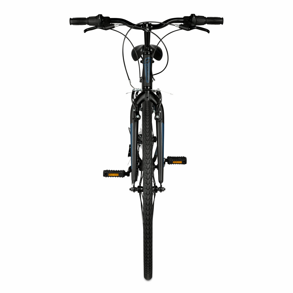 Hyper Bicycles 700c Men's Spin Fit Hybrid Bike, Adults Ages 14+, Black/Blue