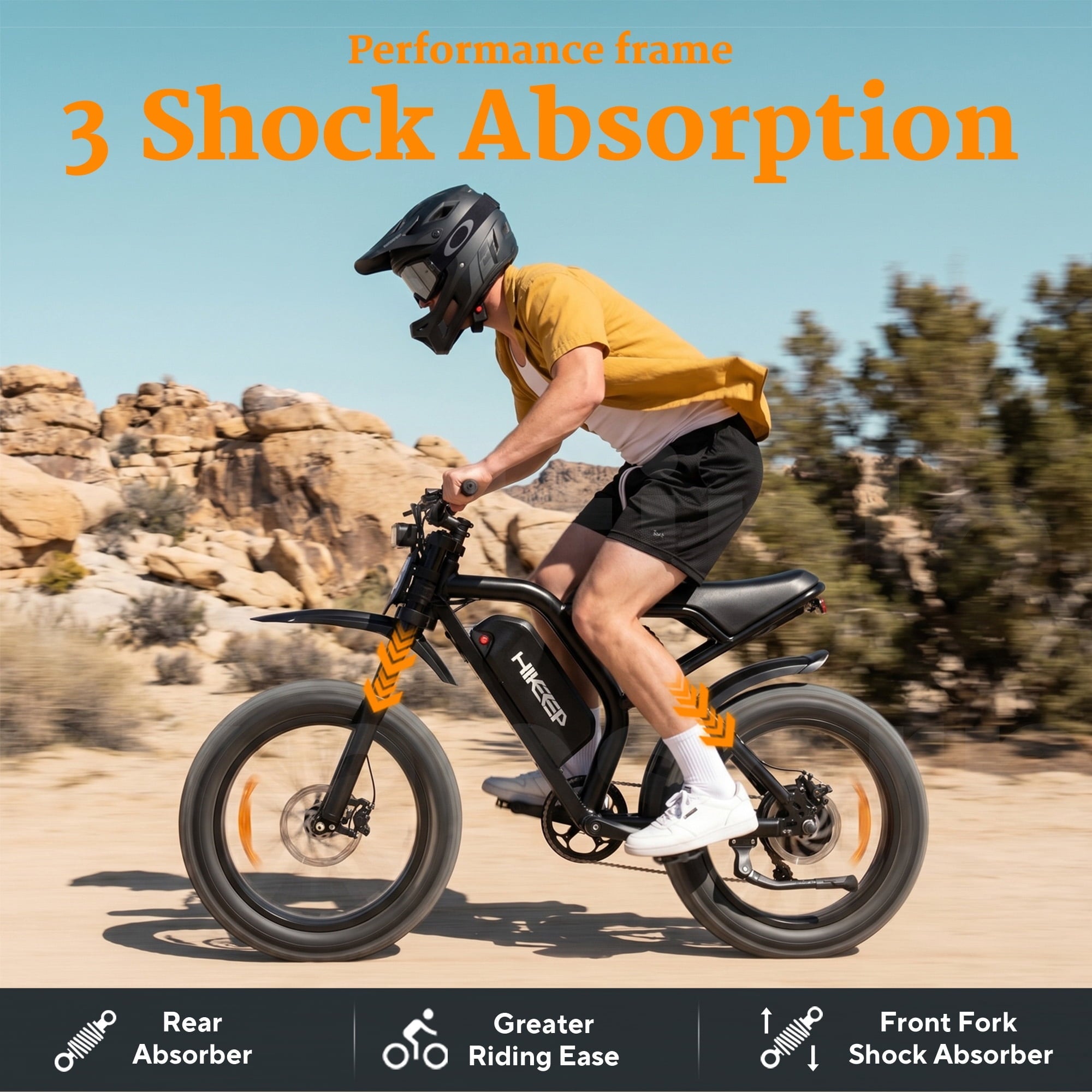 HeloKeep Electric Bike for Adults, 1500W Peak, 20x4 Fat Tire Off-Road Electric Mountain Bike, 48V 17.5Ah Removable Battery UL 2849 Certified, Full Suspension, 30 MPH