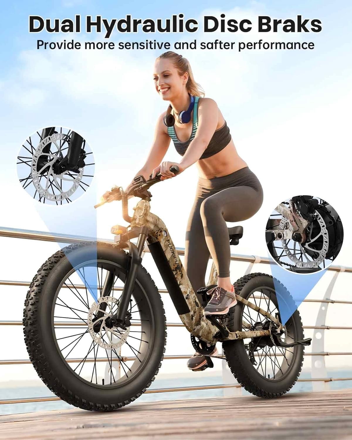 PUCKIPUPPY 26 Electric Bikes for Adults 960W Peak Step Through E-Bikes up to 80Miles Range 48V 20AH Battery Full Suspension Ebike 28 mph Max Speed Fat Tire E-Mountain Bike 7 Speed, UL2849 by SGS