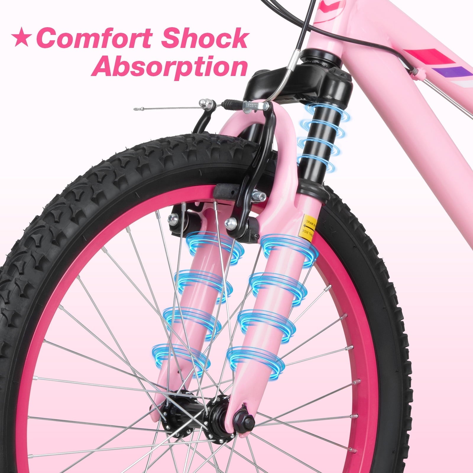 Hykolity 20 inch Kids Mountain Bike, 6 Speed Kid Bicycle Age 6-11 Year Old with Front Suspension Fork, Adjustable Seat Height, Pink