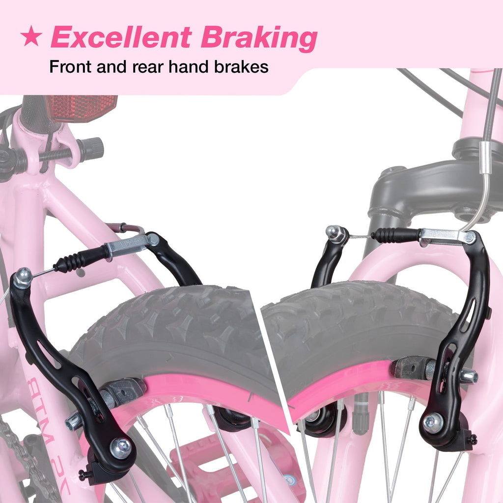 Hykolity 20 inch Kids Mountain Bike, 6 Speed Kid Bicycle Age 6-11 Year Old with Front Suspension Fork, Adjustable Seat Height, Pink