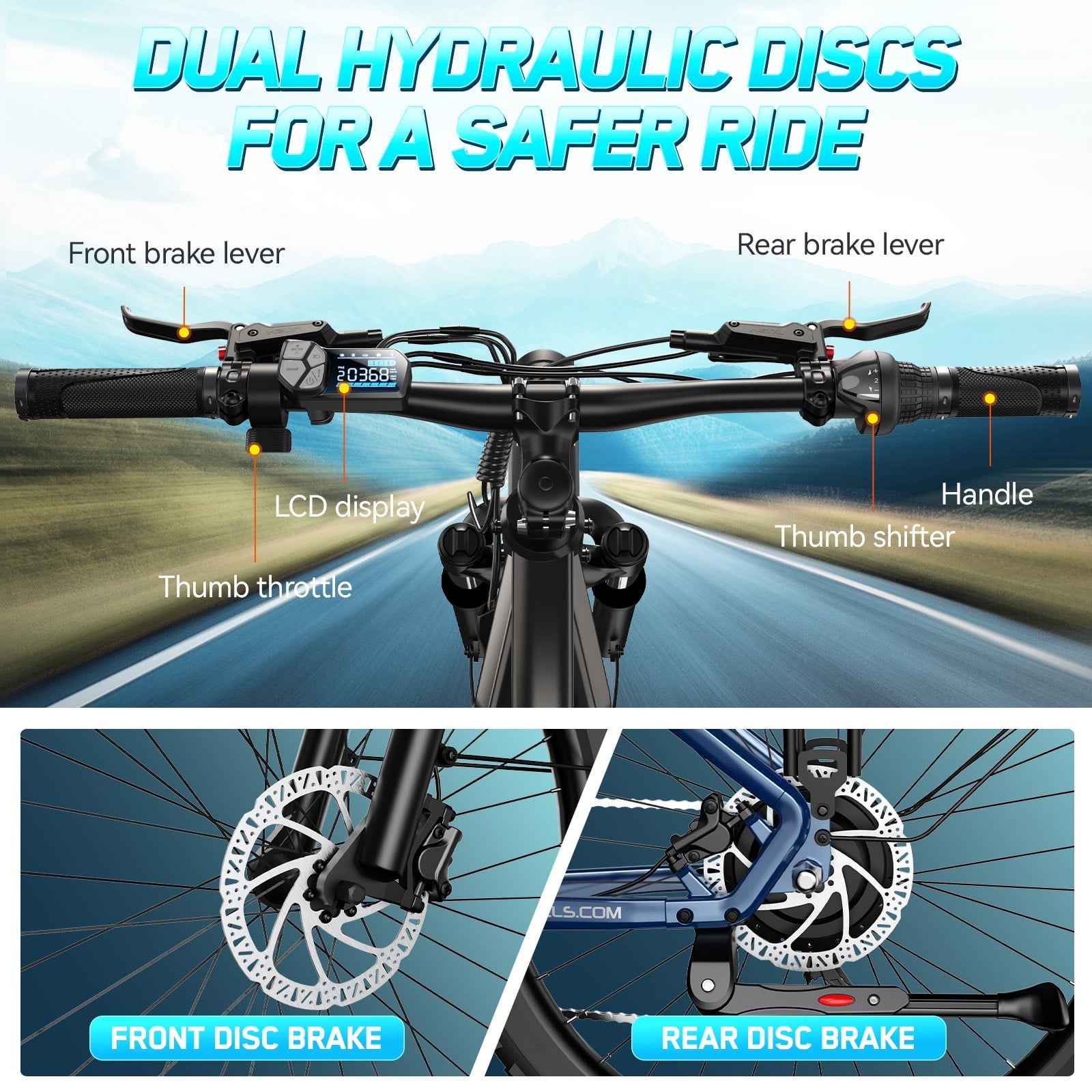 TST Electric Bike for Men, Peak 1000W E Mountain Bike, Electric Bicycle, 27.5 Tire EBike, Hydraulic Disc Brakes, 48V/15Ah Battery