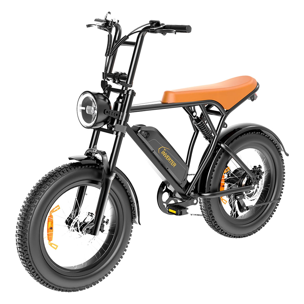 C INVERTER 20 x 4 Fat Tire Electric Bike for Adults, Peak 1100W Motor Retro Ebike Mountain Bike, 48V 14.5 Ah Removable Battery, Max Speed 28 Mph Electric Bicycle Snow Bike