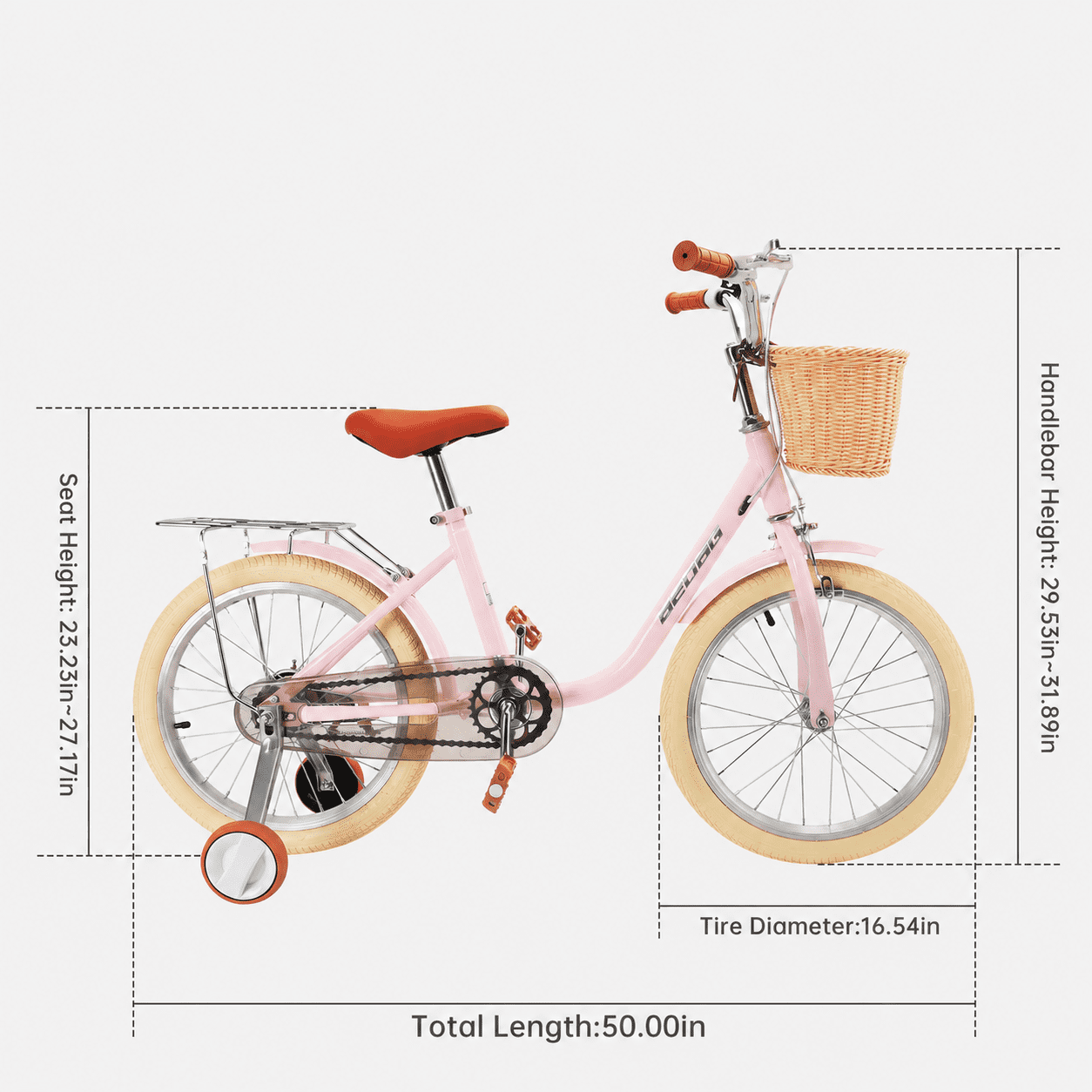 18 Inch Kids Bike with Removable Training Wheels, Adjustable Seat, Steel Frame & Dual Brake, Kids Bicycle for 6-10 Years Old Toddler Girls Boys