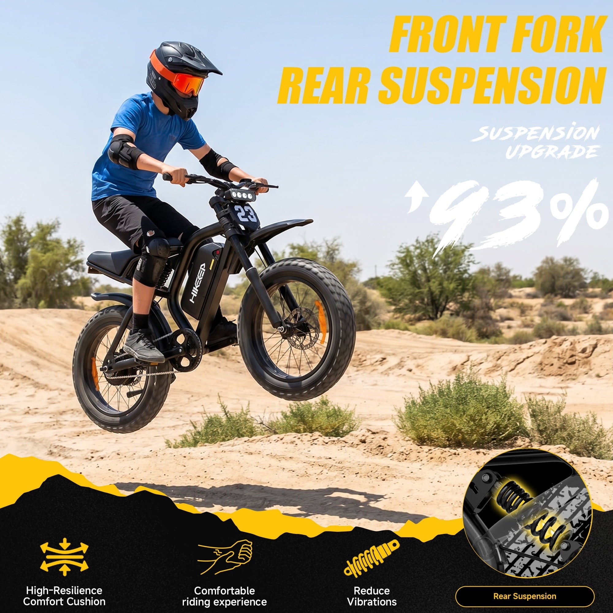 HiKeep 1500W/3000W Peak Off-Road Electric Bike for Adults, 52V 40Ah UL Battery, 20x4 Fat Tire Dirt Ebike, 40MPH E-Mountain Bike, 40-85 Miles Range, UL 2849