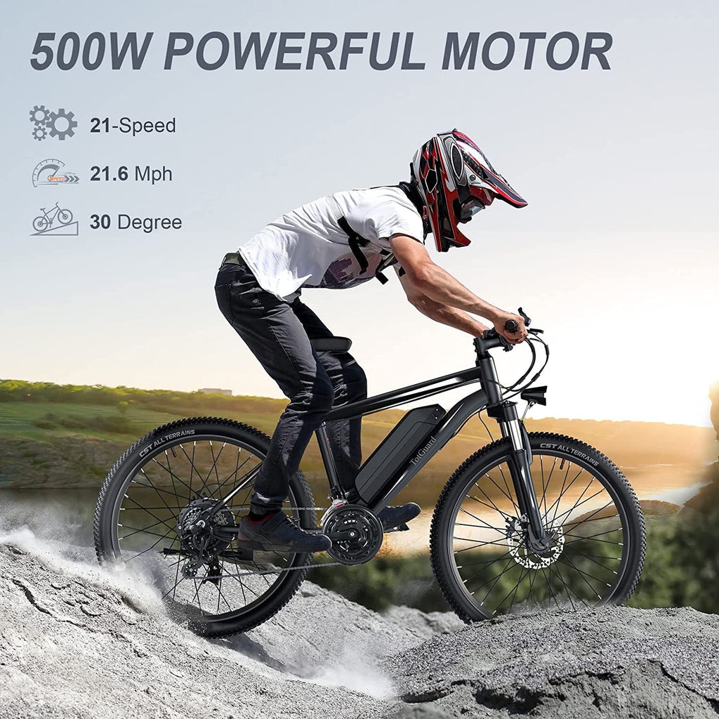 TotGuard Electric Bike for Adults 27.5 E-Bike with 500W Motor, Electric Mountain Bike with 48V 10Ah Battery, Lockable Suspension Fork, Shimano 21 Speed Gears UL2849