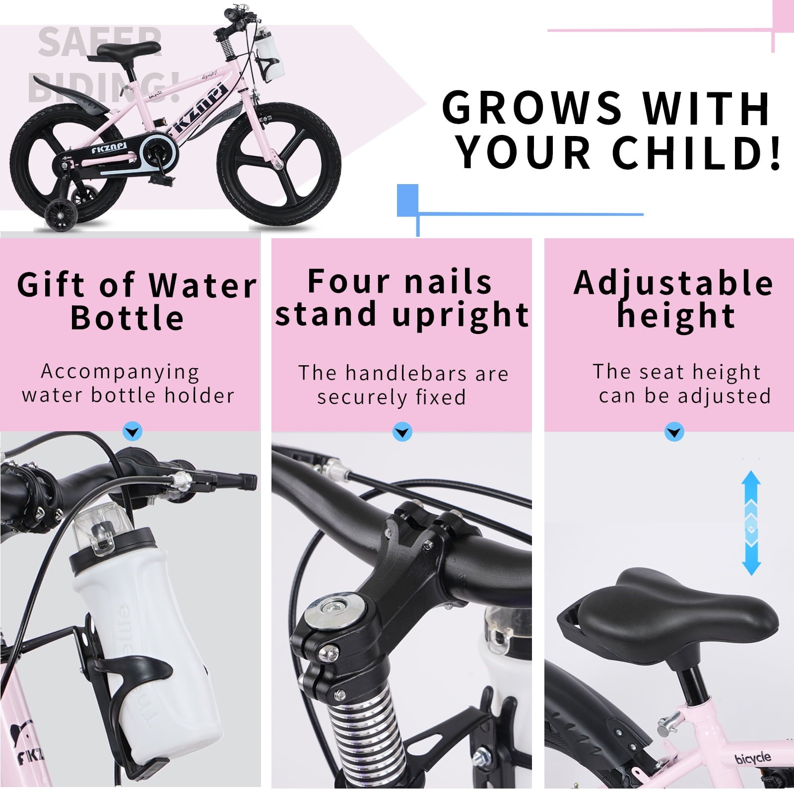 18 inch Kids Bike for Boys and Girls, SHINPT Kids Bicycle with Training Wheels, Bicycle for Kids Ages 5-9 , 18 Boys Bike with Adjustable Saddle&Handlebar, Girls Bike for Kids for Outdoor, Park